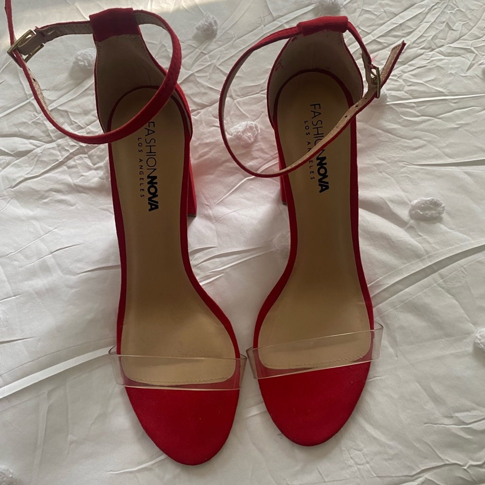 Red & Clear Fashion Nova Heels